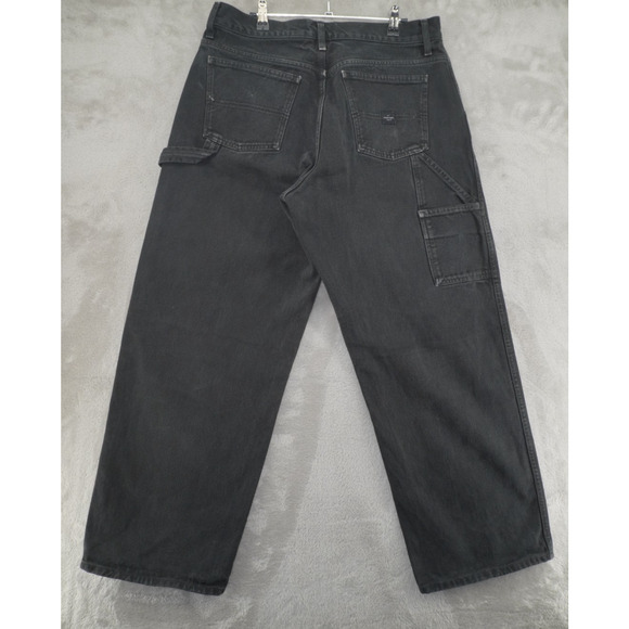 Calvin Klein Jeans Black Carpenter Denim Pants Workwear Utility 100% Cotton Men - Picture 3 of 10